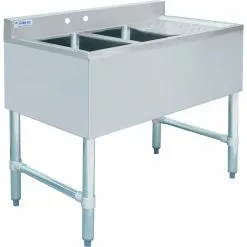 Commercial Bar Sink With Backsplash 2 Bowls Left 914x470x762mm | Adexa BAR2B36R