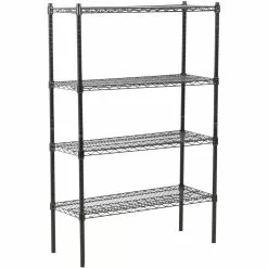 Commercial Shelving Unit 4 Tier 1000kg Width 900mm Depth 450mm Black Zink Coated Epoxy Wire | Adexa BLACK9045180A4