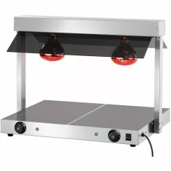 Buffet Food Warmer With Gantry Tempered Glass 2 Infrared Lamps Sneeze Guards 2xGN1/1 | Adexa TC2F