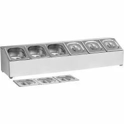 Commercial Condiment Holder Including 6xGN1/6 Pans & Lids | Adexa CHD06A