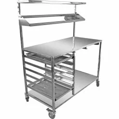 Mobile Prep Table With GN1/1 Rails & Top Shelf & Condiment Rail & Castors Stainless Steel | Adexa CPTABC