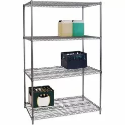 Commercial Shelving Unit 4 Tier 1000kg Width 1200mm Depth 600mm Chrome Wire | Adexa CR12060180A4