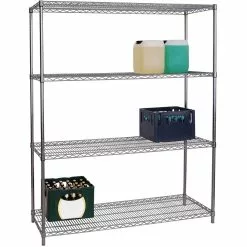 Commercial Shelving Unit 4 Tier 1000kg Width 1500mm Depth 450mm Chrome Wire | Adexa CR15045180A4
