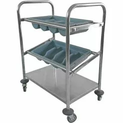 Cutlery & Tray Trolley 2 Trays & Undershelf 570x350x860mm | Adexa CTT2