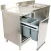 Commercial Sink Cupboard Stainless Steel 1400x700x900mm 1 Bowl Waste Bin Splashback | Adexa DSA14702D2WBR