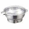 Chafing Dish Electric Heating Round Glass Lid Stainless Steel 6 Litres | Adexa ECD06DE