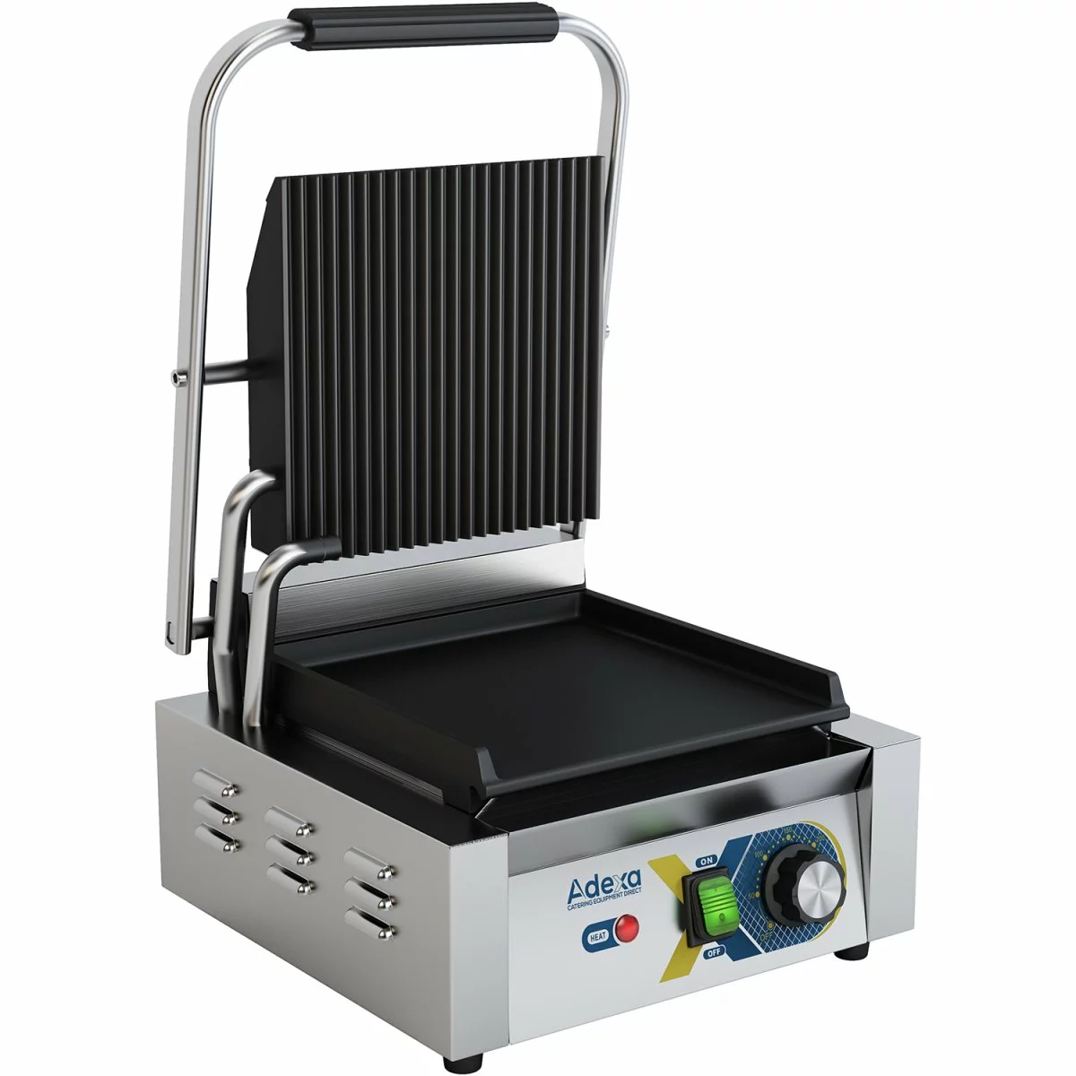 Heavy Duty Panini Contact Grill Single Ribbed/Smooth | Adexa EGD10B 2 Heavy Duty Panini Contact Grill Single Ribbed/Smooth | Adexa EGD10B - Image 2