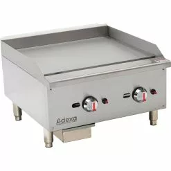 Premium Commercial Gas Griddle Smooth Plate 2 Burners 15kW Countertop | Adexa EGG24S