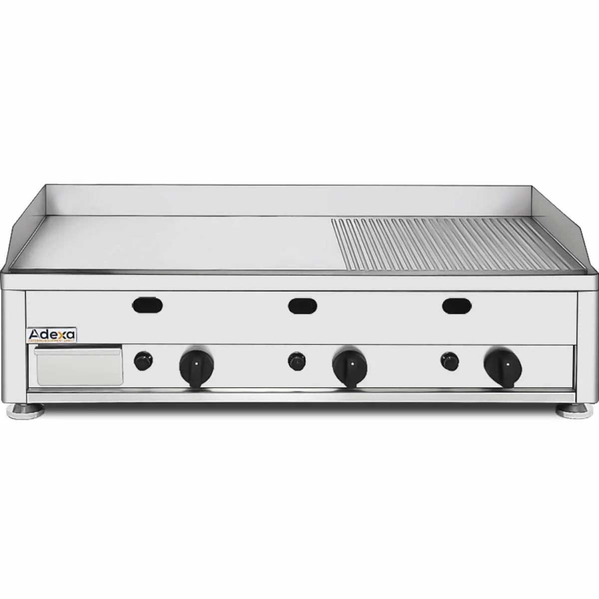Commercial Gas Griddle Smooth/Ribbed Plate 3 Zones 9kW Countertop | Adexa GGN10002 2 Commercial Gas Griddle Smooth/Ribbed Plate 3 Zones 9kW Countertop | Adexa GGN10002 - Image 2