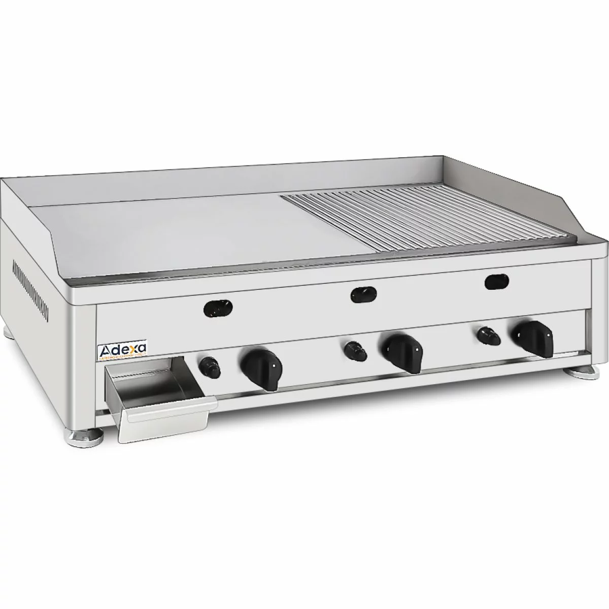Commercial Gas Griddle Smooth/Ribbed Plate 3 Zones 9kW Countertop | Adexa GGN10002 3 Commercial Gas Griddle Smooth/Ribbed Plate 3 Zones 9kW Countertop | Adexa GGN10002 - Image 3