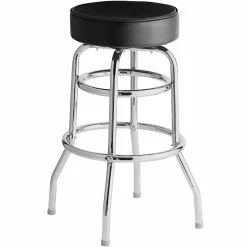 Black Double Ring Barstool With Thick Seat | Adexa GS605B