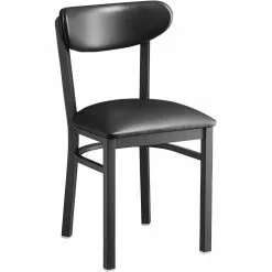 Black Steel Chair With Black Vinyl Cushion Seat & Black Vinyl Cushion Back | Adexa GS65VBLACKSEATBLACKBACK