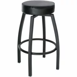 Black Barstool With Upholstered Swivel Seat | Adexa GS6P08