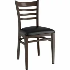 Walnut Wood Chair With Black Vinyl Cushion Seat | Adexa GSW0005BLACKCUSHION