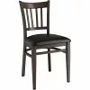 Walnut Wood Chair With Black Vinyl Cushion Seat | Adexa GSW0008BLACKCUSHION