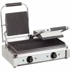 Heavy Duty Twin Panini Contact Grill 3.6kW Ribbed | Adexa EG03A