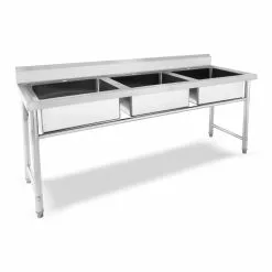 Commercial Sink Stainless Steel 3 Bowls Splashback 1800mm Depth 600mm | Adexa HJS1803 -Cooking Appliances Sales Store HJS1803 5 1200x1200 1