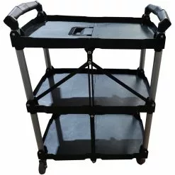 Professional Folding Utility Trolley 3 Tier Black 651x392x832mm | Adexa JYFUC02