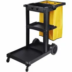 Professional Janitor/Cleaning Trolley Black With Lid 1200x520x990mm | Adexa JYXMC301BLACK