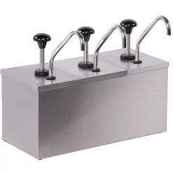 Commercial Condiment/Sauce Dispenser 3 Pumps Stainless Steel | Adexa JZS003