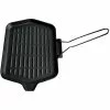 Cast Iron Griddle Pan Pre-seasoned With Removable Handle 370x225mm | Adexa KB3723