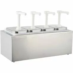 Commercial Condiment/Sauce Pump Dispenser 4x2 Litre Stainless Steel | Adexa NHP004