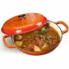 Enameled Cast Iron Casserole Shallow Pot Round Orange ø31cm 2.5 Litres | Adexa QT3107O