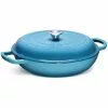 Enameled Cast Iron Casserole Shallow Pot Round Turquiose ø31cm 2.5 Litres | Adexa QT3107T