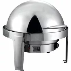 Roll Top Chafer Electric Heating Round Stainless Steel Mirror Polish 6 Litres | Adexa RA2101BE