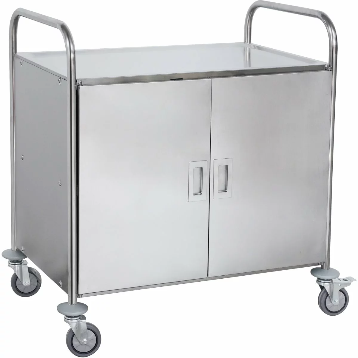 Commercial Serving/Service/Clearing Trolley With Cabinet & Doors Stainless Steel 3 Tier 860x540x940mm | Adexa RST3AD 1 Commercial Serving/Service/Clearing Trolley With Cabinet & Doors Stainless Steel 3 Tier 860x540x940mm | Adexa RST3AD