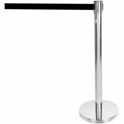 Silver Barrier Post With Black Retractable Belt 2m | Adexa SBP01B