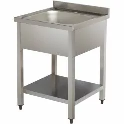 Commercial Sink Stainless Steel 1 Bowl Bottom Shelf Splashback 800mm Depth 600mm | Adexa VS86BS