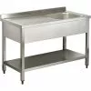 Commercial Sink Stainless Steel 1 Bowl Right Bottom Shelf Splashback 1200mm Depth 600mm | Adexa VS126RBS