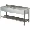 Commercial Sink Stainless Steel 2 Bowls Left Bottom Shelf Splashback 1400mm Depth 600mm | Adexa THSTR146BL2