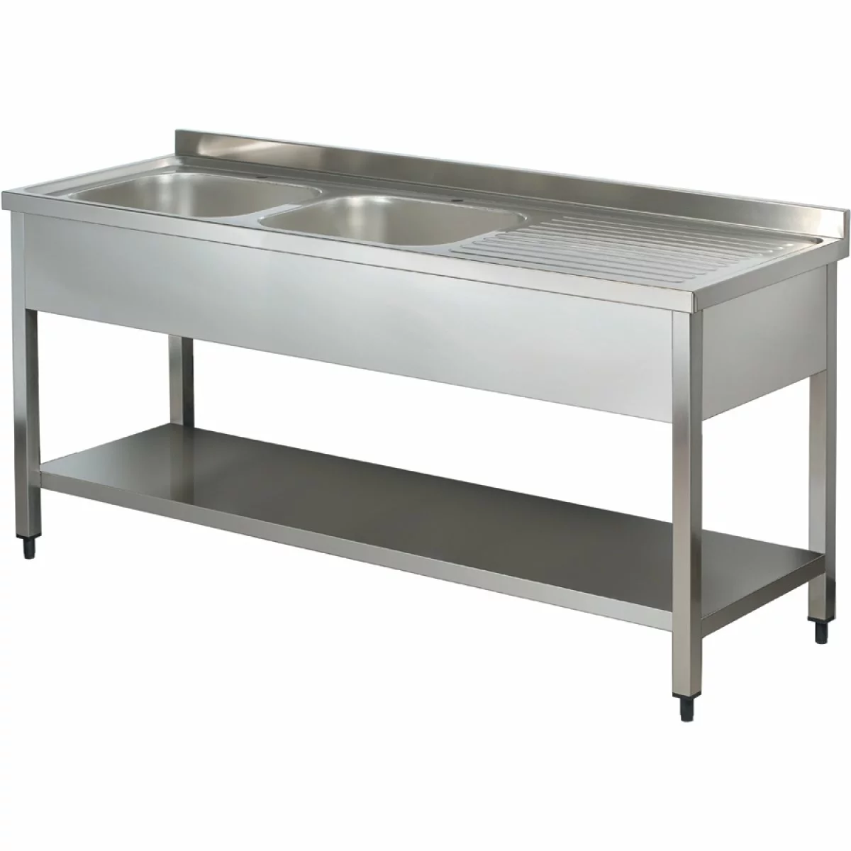 Commercial Sink Stainless Steel 2 Bowls Left Bottom Shelf Splashback 1800mm Depth 700mm | Adexa VS187LBT 1 Commercial Sink Stainless Steel 2 Bowls Left Bottom Shelf Splashback 1800mm Depth 700mm | Adexa VS187LBT
