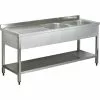 Commercial Sink Stainless Steel 2 Bowls Right Bottom Shelf Splashback 1400mm Depth 600mm | Adexa THSTR146BR2