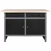 Professional Grey And Black Workshop Workbench With 30mm Wooden Desktop, Drawers And Lockable Doors 1200x600x850mm | Adexa TC006