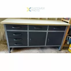 Professional Grey & Black Workshop Workbench With 30mm Wooden Desktop 6 Drawers & 2 Lockable Doors 1600x600x850mm | Adexa TC008 -Cooking Appliances Sales Store TC008 1200x1200 2