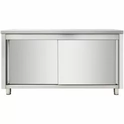 Commercial Worktop Floor Cupboard Sliding Doors Stainless Steel Width 1200mm Depth 700mm | Adexa THASR127
