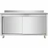 Commercial Worktop Floor Cupboard Sliding Doors Stainless Steel Width 2000mm Depth 700mm Upstand | Adexa VTC207SLB