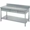 Professional Work Table 3 Drawers Stainless Steel Bottom Shelf Upstand 1600x700x900mm | Adexa THATS167A3D