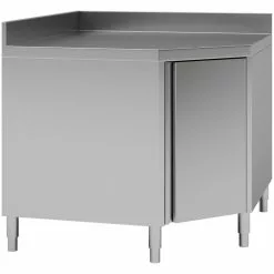 Commercial Worktop Floor Cupboard Corner Unit Hinged Door Stainless Steel Sides 600mm Upstand | Adexa THESR106A