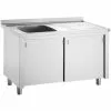 Commercial Sink With Cupboard Stainless Steel 1 Bowl Left Splashback Width 1200mm Depth 700mm | Adexa THSSR127BL1