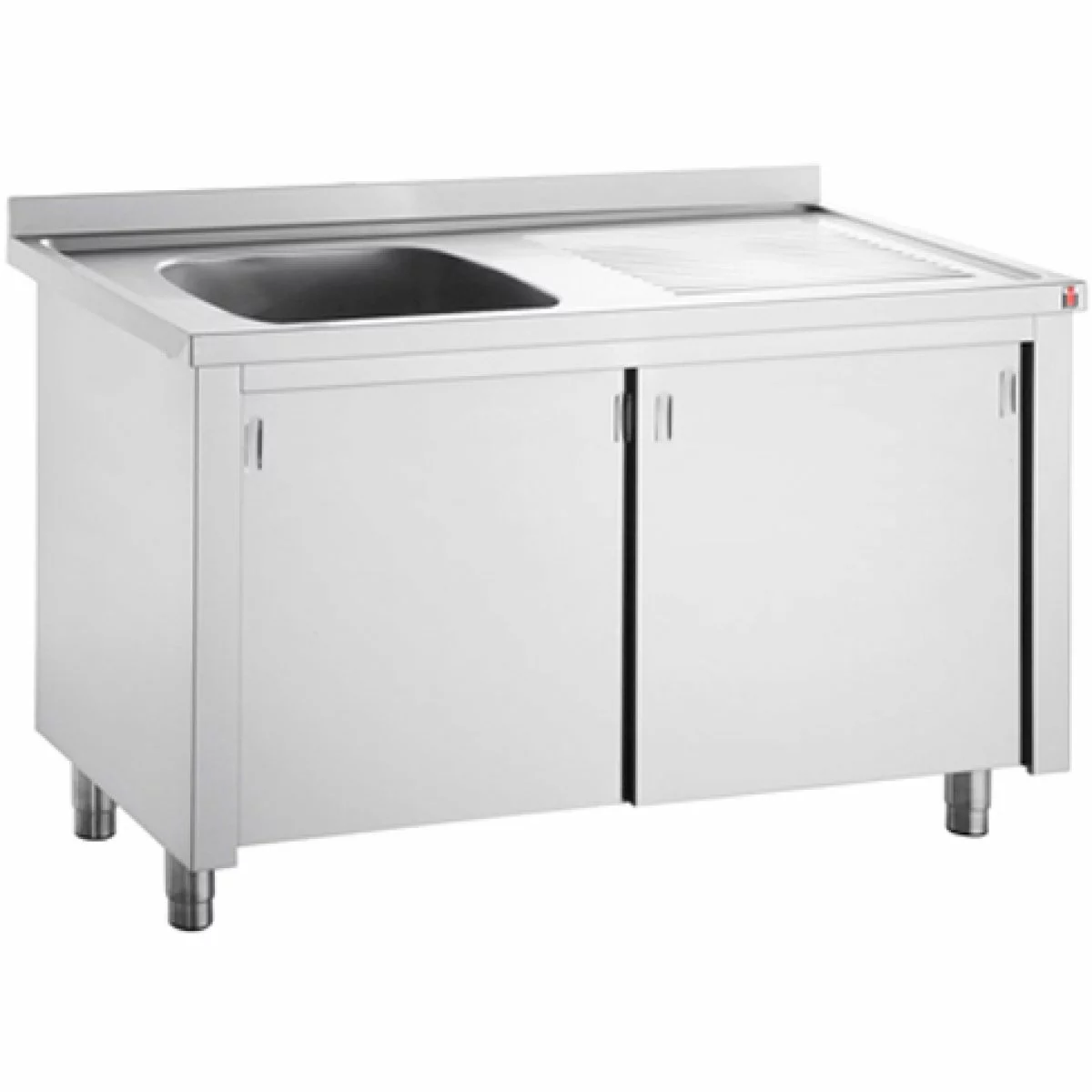 Commercial Sink With Cupboard Stainless Steel 1 Bowl Left Splashback Width 1200mm Depth 700mm | Adexa THSSR127BL1 1 Commercial Sink With Cupboard Stainless Steel 1 Bowl Left Splashback Width 1200mm Depth 700mm | Adexa THSSR127BL1