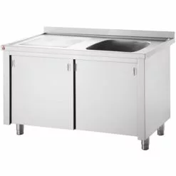 Commercial Sink With Cupboard Stainless Steel 1 Bowl Right Splashback Width 1200mm Depth 600mm | Adexa VSC126RBS