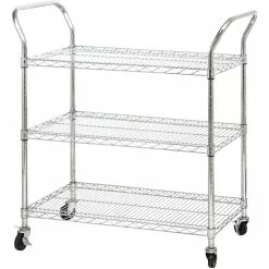 Commercial Utility Cart Chrome Wire 3 Tier 900x450x1100mm | Adexa TR9045110A3CW