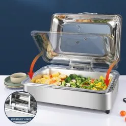 Chafing Dish Electric Glass Lid Stainless Steel 7 Litres GN1/1 | Adexa VICCD528 -Cooking Appliances Sales Store VICCD528 4 1200x1200 1