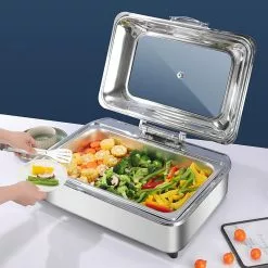 Chafing Dish Electric Glass Lid Stainless Steel 7 Litres GN1/1 | Adexa VICCD528 -Cooking Appliances Sales Store VICCD528 5 1200x1200 1