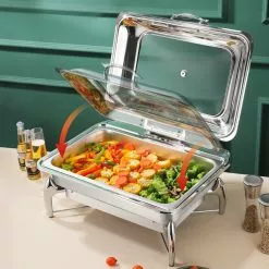 Chafing Dish Glass Lid Stainless Steel 7 Litres GN1/1 | Adexa VICLH2103 -Cooking Appliances Sales Store VICLH2103 4 1200x1200 1