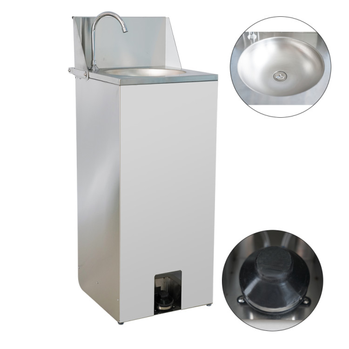 Foot Operated Mobile Wash Basin With Backsplash & Castors Stainless Steel | Adexa WHF277 1 Foot Operated Mobile Wash Basin With Backsplash & Castors Stainless Steel | Adexa WHF277